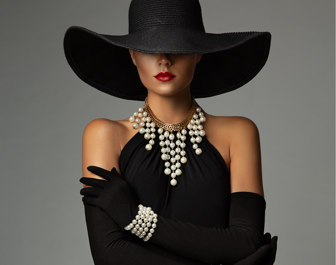 Stylish woman with large sun hat